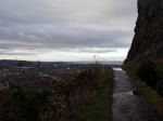 The view of the Castle of Edinburgh from the paved path